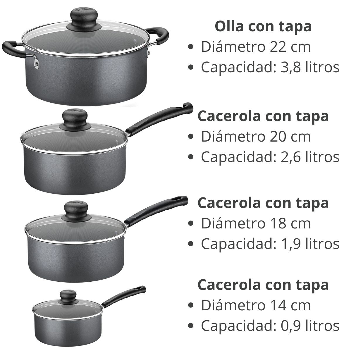 Batería De Cocina Juego De Ollas Tramontina 18 piezas Gris