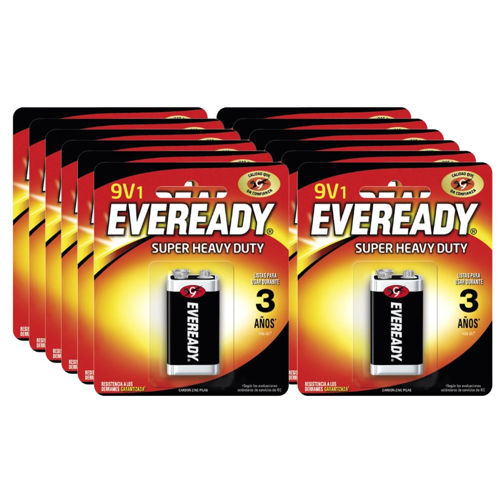 Pack 12 Batería 9v Eveready Extra Duración