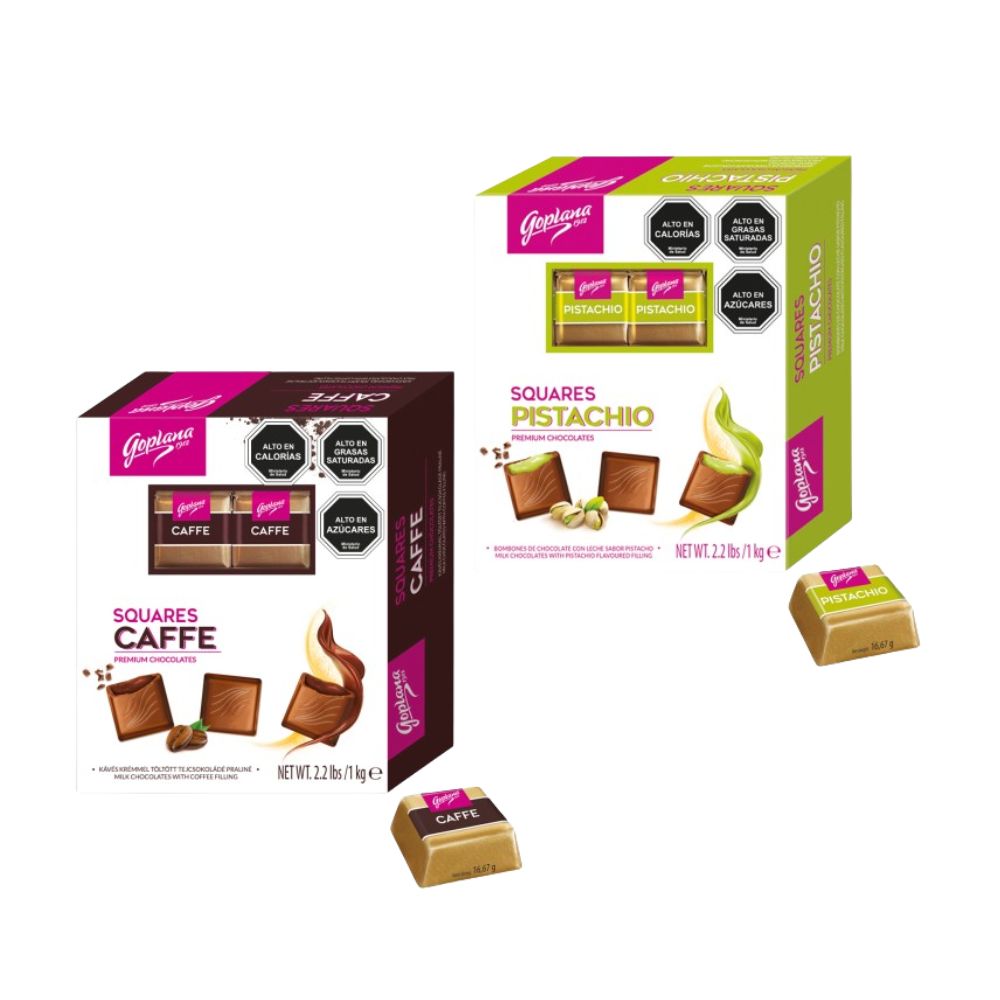 Pack chocolate Bombón Goplana Pistacho 1kg + 1 Café 1kg