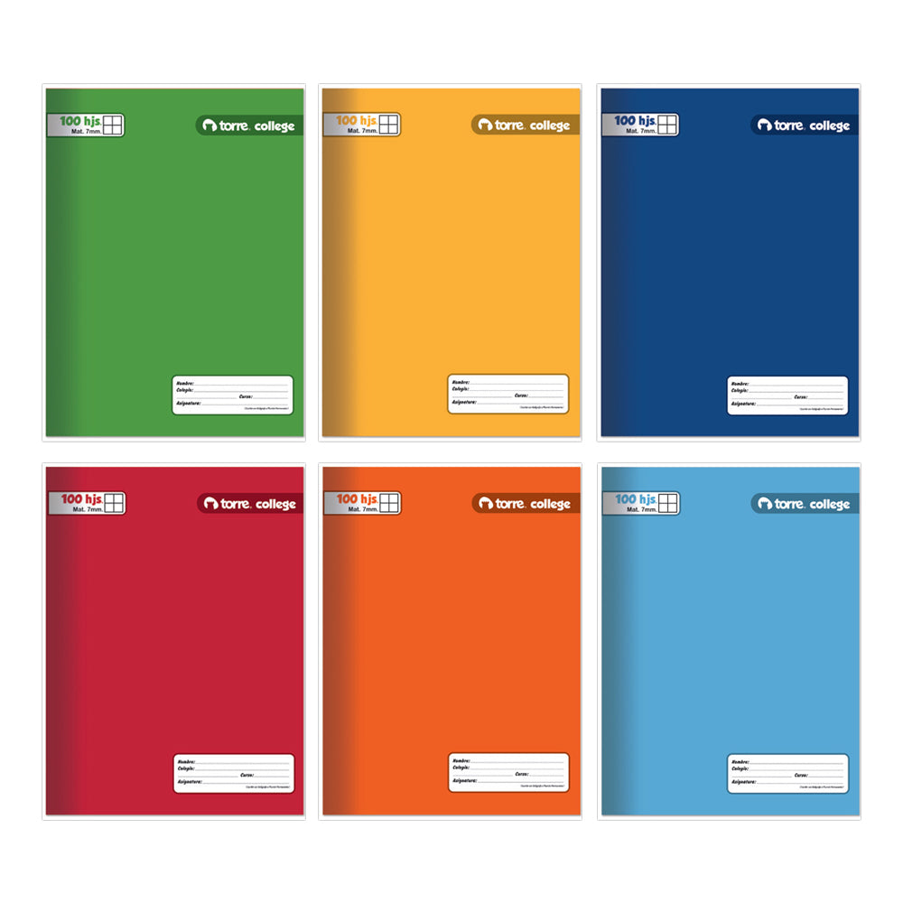 Pack 10 Cuadernos College Torre Matemáticas 100 hojas