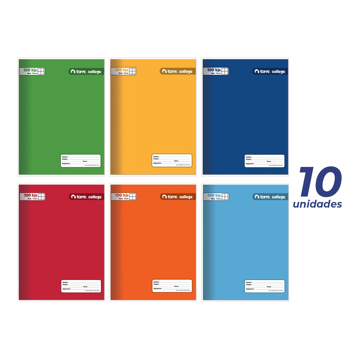 Pack 10 Cuadernos College Torre Matemáticas 100 hojas