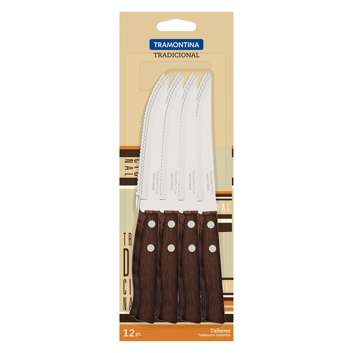 Pack 12 cuchillos Tramontina asado 5 pulgadas