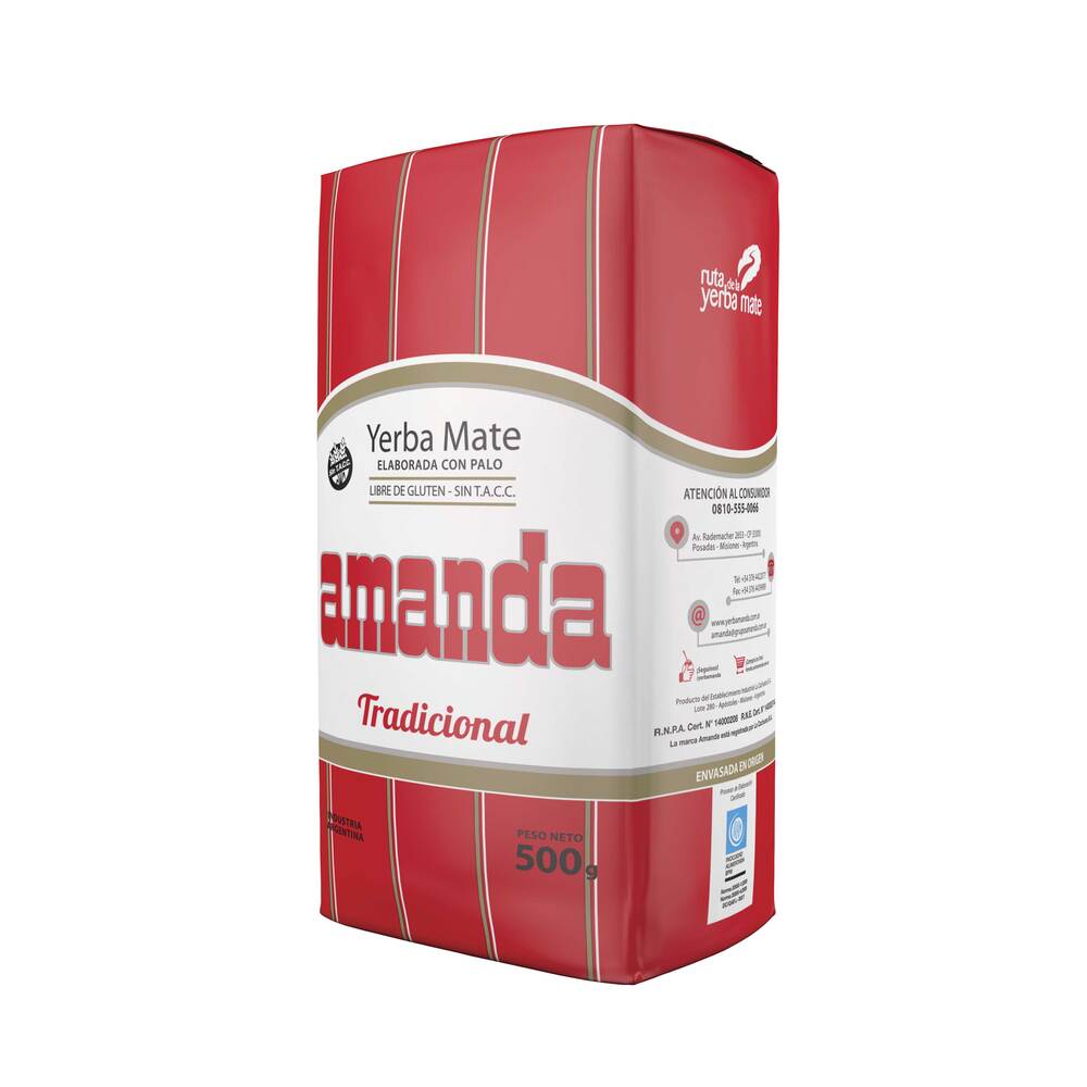 Pack 5 Yerba Mate Amanda Tradicional 500gr