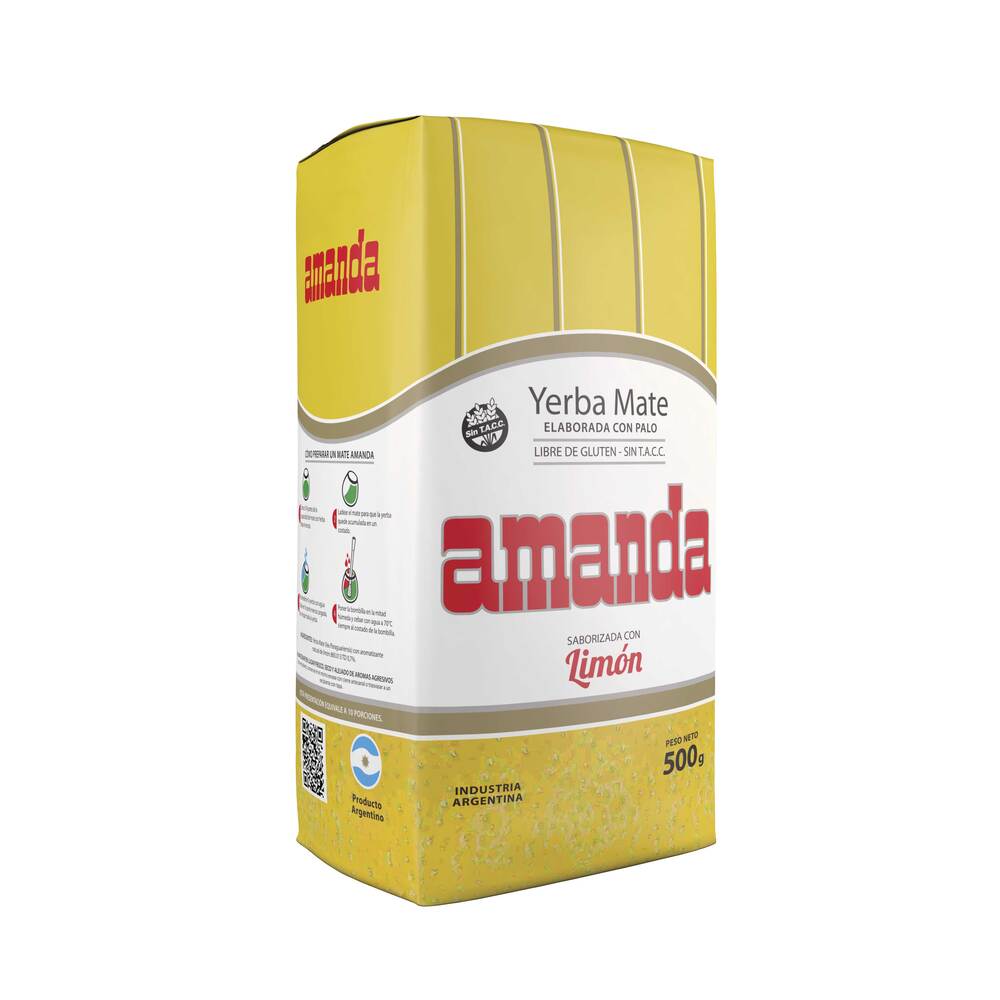 Pack 5 Yerba Mate Amanda sabor limón 500gr