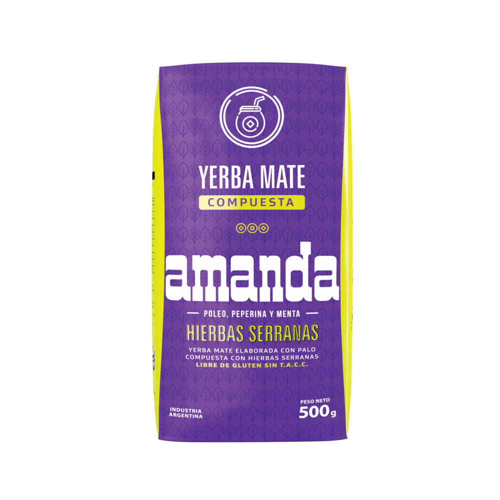 Pack 10 Yerba Mate Amanda con hierbas Serranas 500gr